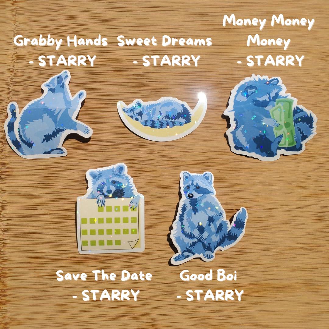 Blue Bandit Vinyl Raccoon Stickers