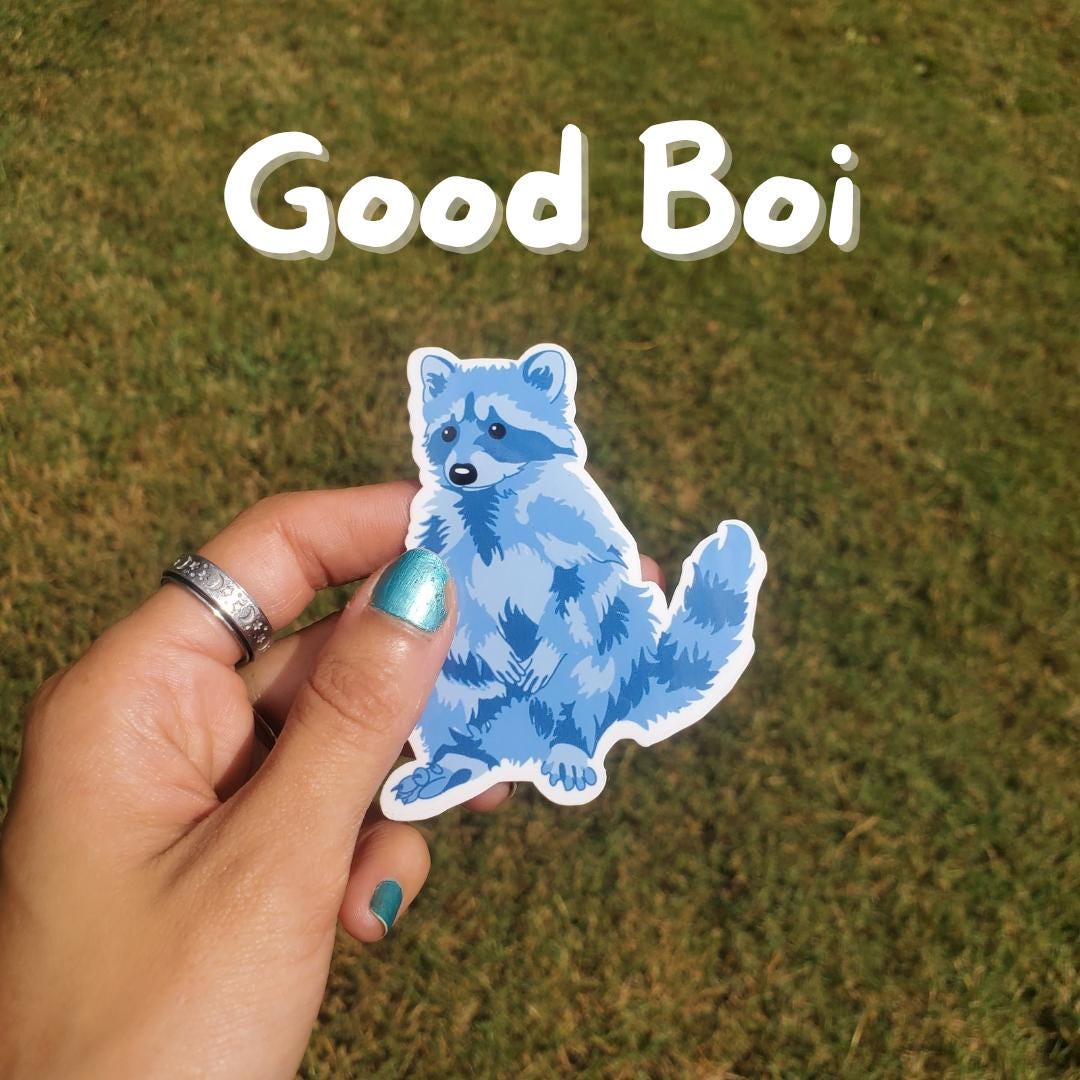 Blue Bandit Vinyl Raccoon Stickers