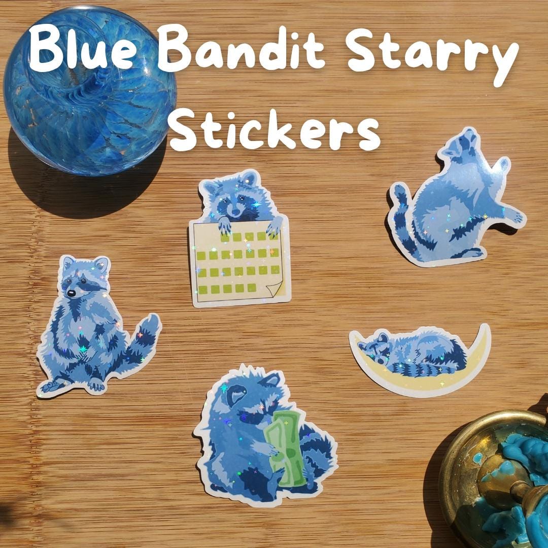 Blue Bandit Vinyl Raccoon Stickers