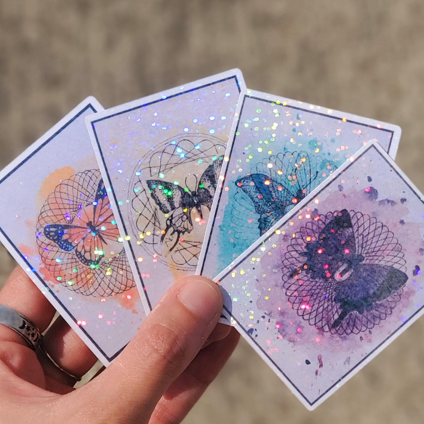 Glitter Butterfly Stickers | Watercolor